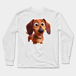 Daschund puppy with face cartoon Long Sleeve T-Shirt